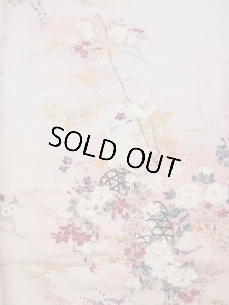 画像6: L0204S Mint  振袖 女性用着物  シルク(正絹) 淡い 薄い ピンク, 花 【中古】 【USED】 【リサイクル】 ★★★★★ (6)