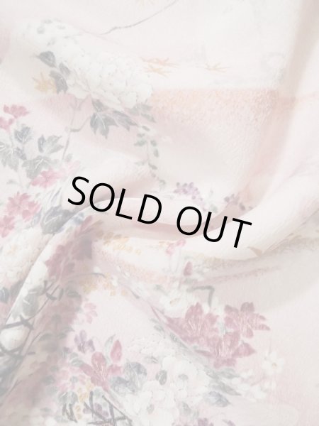 画像13: L0204S Mint  振袖 女性用着物  シルク(正絹) 淡い 薄い ピンク, 花 【中古】 【USED】 【リサイクル】 ★★★★★ (13)