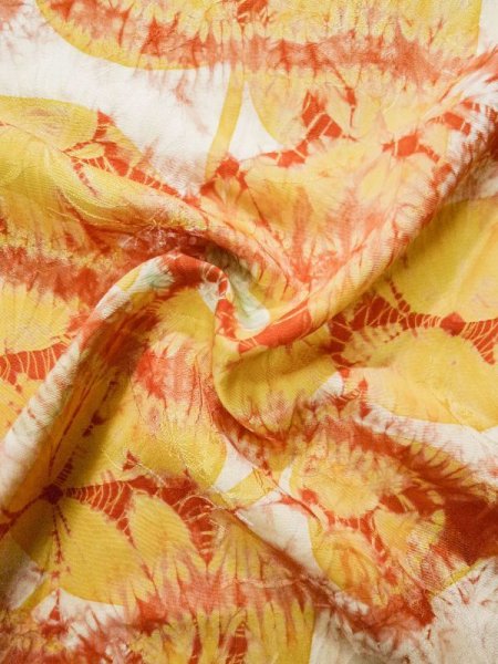 画像14: L0204T  振袖 女性用着物  シルク(正絹)   オフ ホワイト, 花 【中古】 【USED】 【リサイクル】 ★★★★☆ (14)