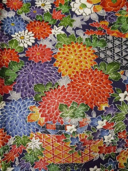 画像10: L0204Y  振袖 女性用着物  シルク(正絹) 深い  紫, 花 【中古】 【USED】 【リサイクル】 ★★★☆☆ (10)