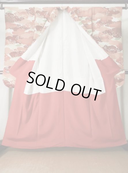 画像4: L0205B  振袖 女性用着物  シルク(正絹)   クリーム, 雲 【中古】 【USED】 【リサイクル】 ★★★☆☆ (4)