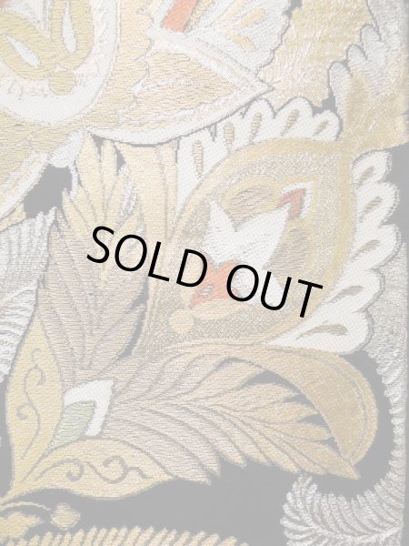 画像6: L0216D 袋帯 女性用着物 シルク(正絹)   黒 花 【中古】 【USED】 【リサイクル】 ★★★☆☆ (6)