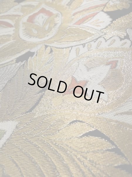 画像11: L0216D 袋帯 女性用着物 シルク(正絹)   黒 花 【中古】 【USED】 【リサイクル】 ★★★☆☆ (11)