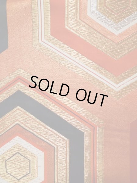 画像6: L0216P 袋帯 女性用着物 シルク(正絹)   黒 亀甲 【中古】 【USED】 【リサイクル】 ★★★☆☆ (6)