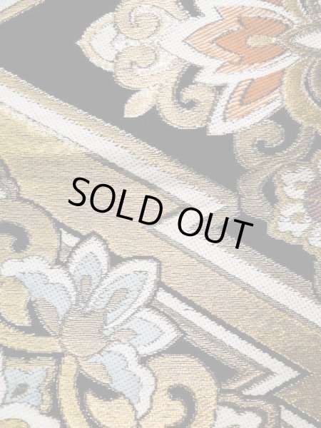 画像7: L0216W 袋帯 女性用着物 シルク（正絹）   黒 花 【中古】 【USED】 【リサイクル】 ★★★☆☆ (7)