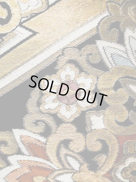 画像10: L0216W 袋帯 女性用着物 シルク（正絹）   黒 花 【中古】 【USED】 【リサイクル】 ★★★☆☆ (10)