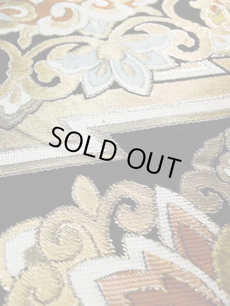 画像13: L0216W 袋帯 女性用着物 シルク（正絹）   黒 花 【中古】 【USED】 【リサイクル】 ★★★☆☆ (13)