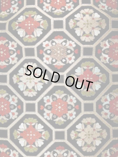 画像3: L0216X 袋帯 女性用着物 シルク(正絹)   黒 花 【中古】 【USED】 【リサイクル】 ★☆☆☆☆ (3)