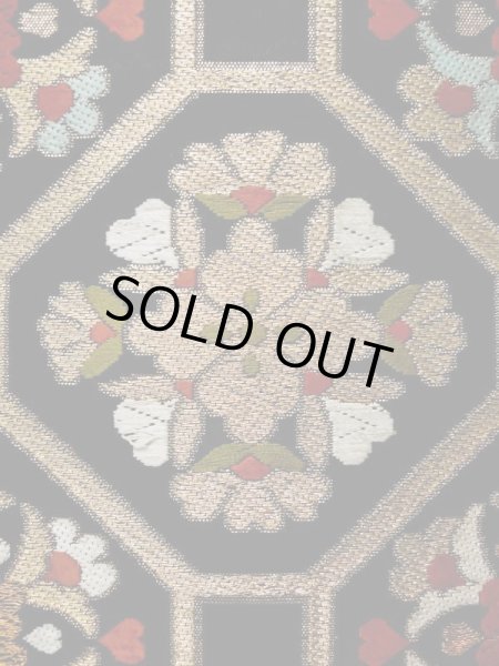 画像4: L0216X 袋帯 女性用着物 シルク(正絹)   黒 花 【中古】 【USED】 【リサイクル】 ★☆☆☆☆ (4)