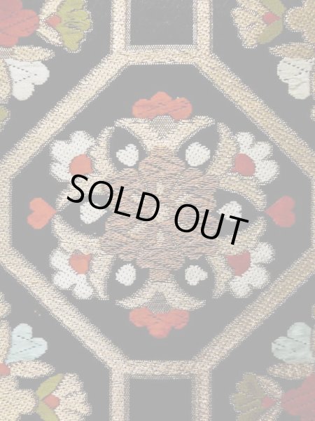 画像5: L0216X 袋帯 女性用着物 シルク(正絹)   黒 花 【中古】 【USED】 【リサイクル】 ★☆☆☆☆ (5)