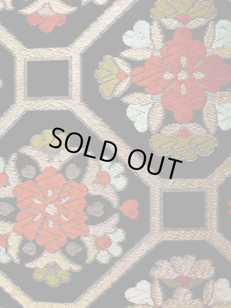 画像6: L0216X 袋帯 女性用着物 シルク(正絹)   黒 花 【中古】 【USED】 【リサイクル】 ★☆☆☆☆ (6)