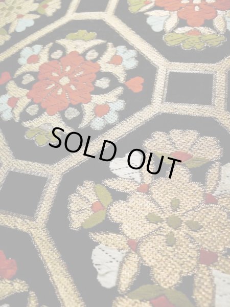 画像8: L0216X 袋帯 女性用着物 シルク(正絹)   黒 花 【中古】 【USED】 【リサイクル】 ★☆☆☆☆ (8)