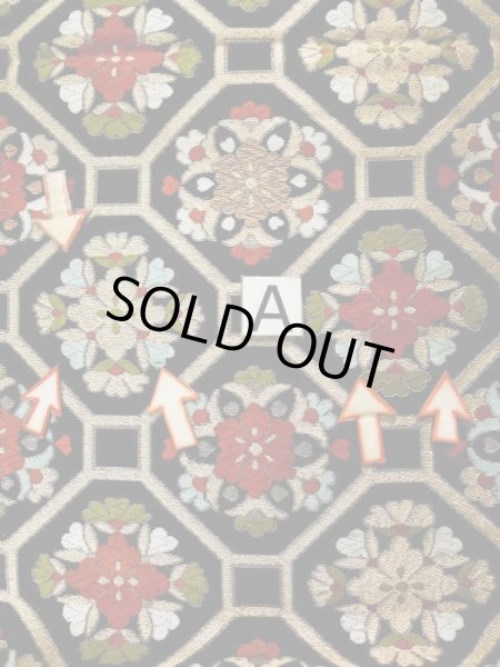 画像11: L0216X 袋帯 女性用着物 シルク(正絹)   黒 花 【中古】 【USED】 【リサイクル】 ★☆☆☆☆ (11)