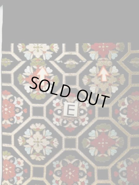 画像16: L0216X 袋帯 女性用着物 シルク(正絹)   黒 花 【中古】 【USED】 【リサイクル】 ★☆☆☆☆ (16)