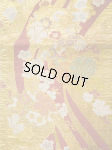 画像3: L0218L 袋帯 女性用着物 化繊 シャイニーな  ゴールド(金) 花 【中古】 【USED】 【リサイクル】 ★★★☆☆ (3)