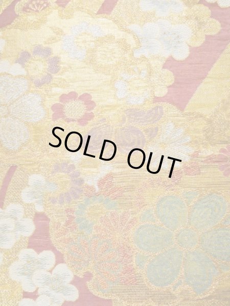 画像5: L0218L 袋帯 女性用着物 化繊 シャイニーな  ゴールド(金) 花 【中古】 【USED】 【リサイクル】 ★★★☆☆ (5)