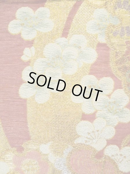 画像6: L0218L 袋帯 女性用着物 化繊 シャイニーな  ゴールド(金) 花 【中古】 【USED】 【リサイクル】 ★★★☆☆ (6)