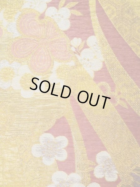 画像7: L0218L 袋帯 女性用着物 化繊 シャイニーな  ゴールド(金) 花 【中古】 【USED】 【リサイクル】 ★★★☆☆ (7)