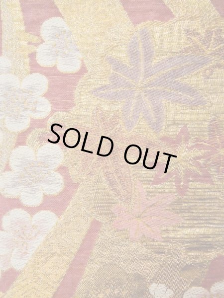 画像8: L0218L 袋帯 女性用着物 化繊 シャイニーな  ゴールド(金) 花 【中古】 【USED】 【リサイクル】 ★★★☆☆ (8)