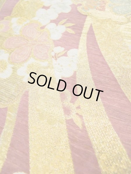 画像9: L0218L 袋帯 女性用着物 化繊 シャイニーな  ゴールド(金) 花 【中古】 【USED】 【リサイクル】 ★★★☆☆ (9)