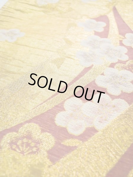 画像10: L0218L 袋帯 女性用着物 化繊 シャイニーな  ゴールド(金) 花 【中古】 【USED】 【リサイクル】 ★★★☆☆ (10)