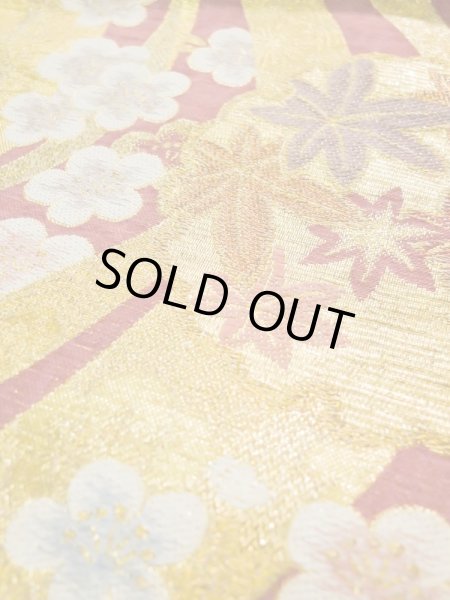 画像11: L0218L 袋帯 女性用着物 化繊 シャイニーな  ゴールド(金) 花 【中古】 【USED】 【リサイクル】 ★★★☆☆ (11)