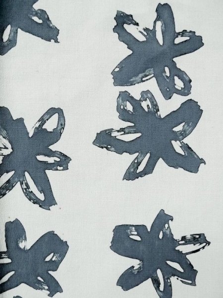 画像7: L0309C  浴衣(日本製) 女性用着物  綿麻   オフ ホワイト, 花 【中古】 【USED】 【リサイクル】 ★★☆☆☆ (7)