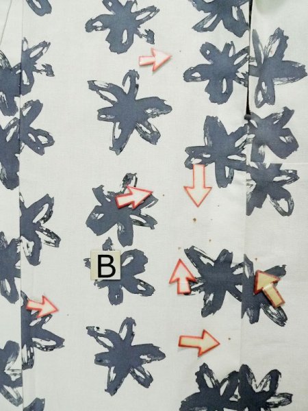 画像16: L0309C  浴衣(日本製) 女性用着物  綿麻   オフ ホワイト, 花 【中古】 【USED】 【リサイクル】 ★★☆☆☆ (16)