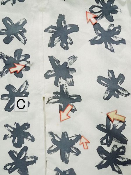 画像17: L0309C  浴衣(日本製) 女性用着物  綿麻   オフ ホワイト, 花 【中古】 【USED】 【リサイクル】 ★★☆☆☆ (17)