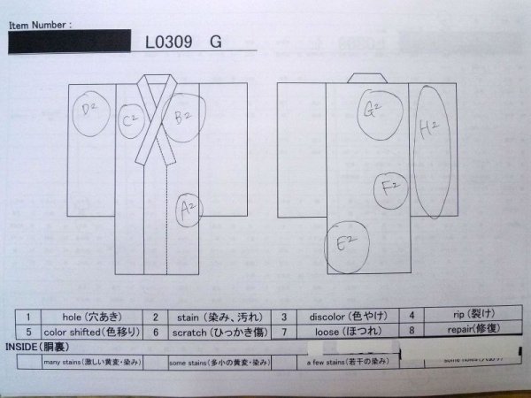 画像11: L0309G  浴衣（日本製） 女性用着物  麻   藍, あやめ 【中古】 【USED】 【リサイクル】 ★★★☆☆ (11)