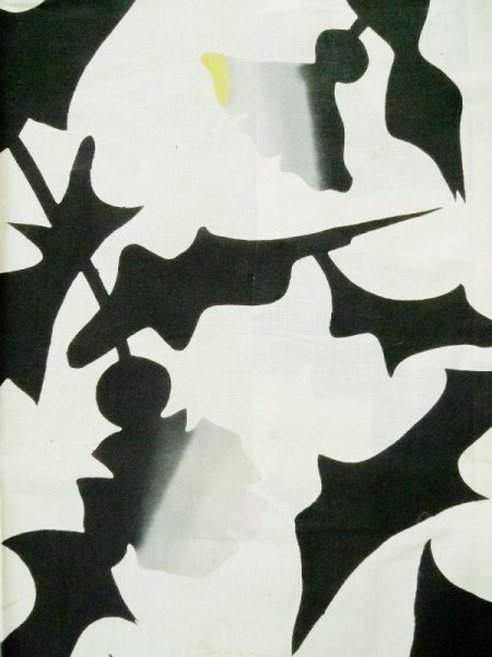 画像4: L0309H  浴衣(日本製) 女性用着物  麻   オフ ホワイト, 抽象的模様 【中古】 【USED】 【リサイクル】 ★★★☆☆ (4)