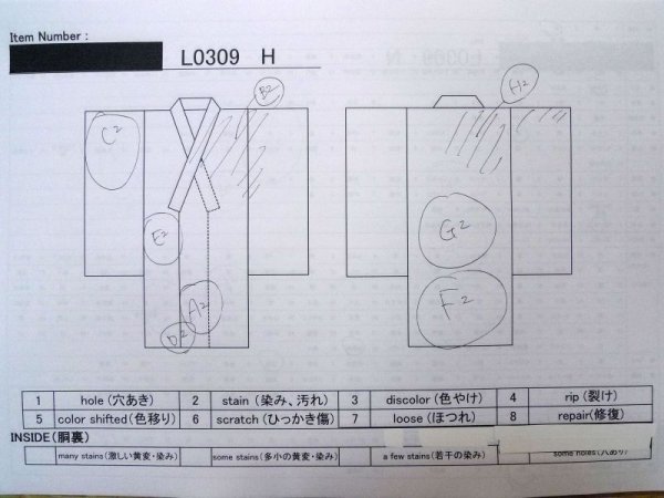 画像13: L0309H  浴衣(日本製) 女性用着物  麻   オフ ホワイト, 抽象的模様 【中古】 【USED】 【リサイクル】 ★★★☆☆ (13)