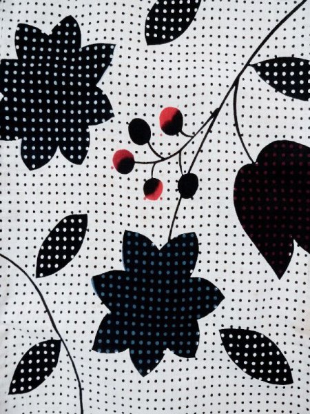 画像3: L0309K  浴衣(日本製) 女性用着物  麻   オフ ホワイト, 花 【中古】 【USED】 【リサイクル】 ★★★☆☆ (3)