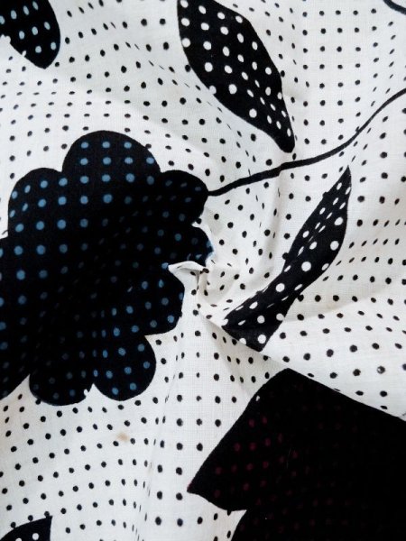 画像12: L0309K  浴衣(日本製) 女性用着物  麻   オフ ホワイト, 花 【中古】 【USED】 【リサイクル】 ★★★☆☆ (12)