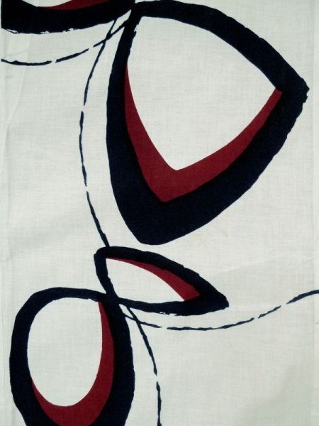 画像3: L0309L  浴衣(日本製) 女性用着物  麻   オフ ホワイト, 抽象的模様 【中古】 【USED】 【リサイクル】 ★★☆☆☆ (3)