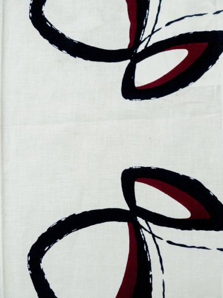 画像5: L0309L  浴衣(日本製) 女性用着物  麻   オフ ホワイト, 抽象的模様 【中古】 【USED】 【リサイクル】 ★★☆☆☆ (5)