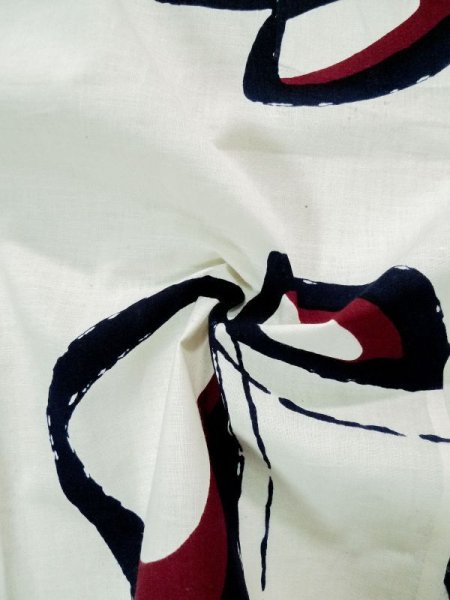 画像12: L0309L  浴衣(日本製) 女性用着物  麻   オフ ホワイト, 抽象的模様 【中古】 【USED】 【リサイクル】 ★★☆☆☆ (12)