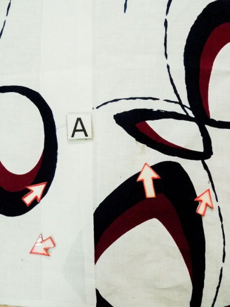 画像15: L0309L  浴衣(日本製) 女性用着物  麻   オフ ホワイト, 抽象的模様 【中古】 【USED】 【リサイクル】 ★★☆☆☆ (15)