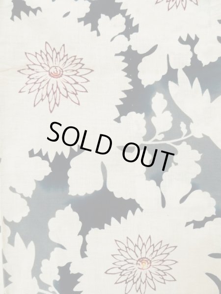 画像4: L0309M  浴衣（日本製） 女性用着物  麻   オフ　ホワイト, 花 【中古】 【USED】 【リサイクル】 ★★☆☆☆ (4)