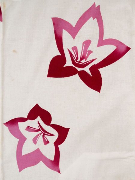 画像3: L0309O  浴衣(日本製) 女性用着物  綿   オフ ホワイト, 花 【中古】 【USED】 【リサイクル】 ★★☆☆☆ (3)