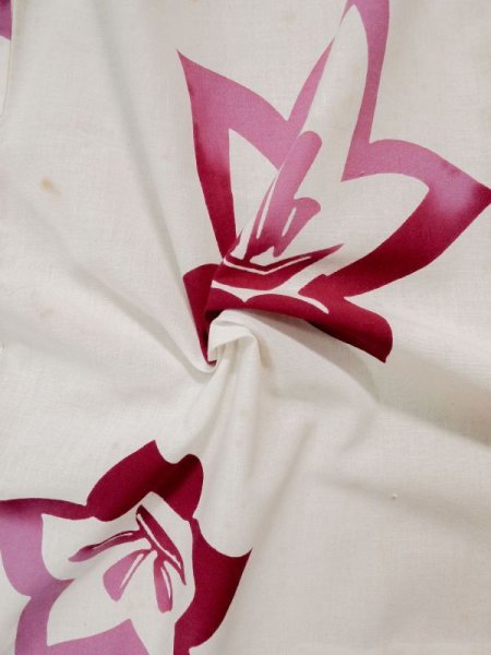 画像11: L0309O  浴衣(日本製) 女性用着物  綿   オフ ホワイト, 花 【中古】 【USED】 【リサイクル】 ★★☆☆☆ (11)