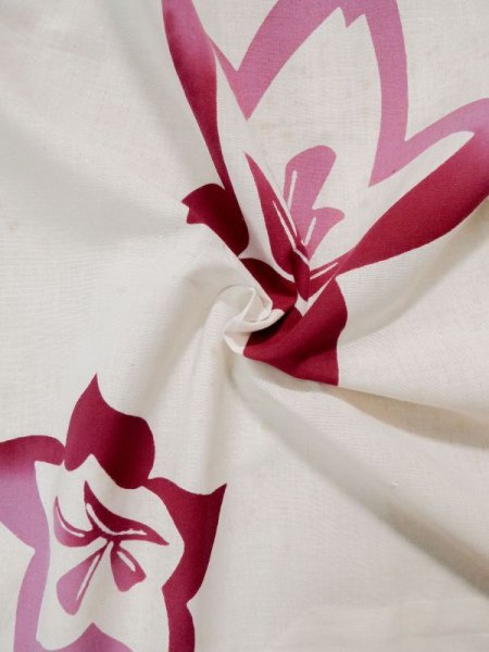 画像12: L0309O  浴衣(日本製) 女性用着物  綿   オフ ホワイト, 花 【中古】 【USED】 【リサイクル】 ★★☆☆☆ (12)