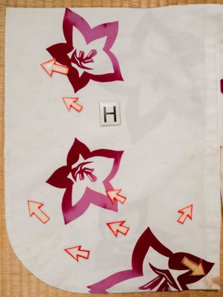 画像21: L0309O  浴衣(日本製) 女性用着物  綿   オフ ホワイト, 花 【中古】 【USED】 【リサイクル】 ★★☆☆☆ (21)