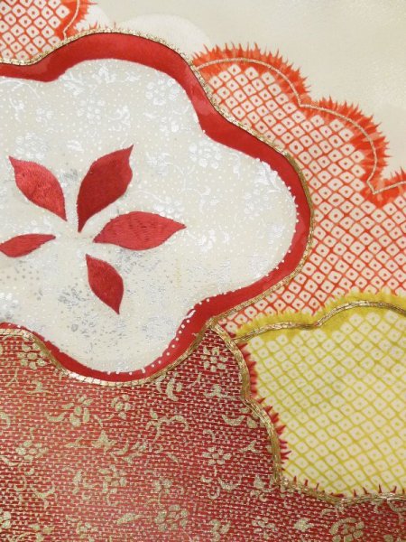 画像7: L0309R  振袖 女性用着物  シルク(正絹) スモーキーな  グリーン(緑), 梅 【中古】 【USED】 【リサイクル】 ★★★☆☆ (7)