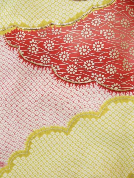 画像9: L0309R  振袖 女性用着物  シルク(正絹) スモーキーな  グリーン(緑), 梅 【中古】 【USED】 【リサイクル】 ★★★☆☆ (9)