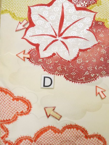 画像20: L0309R  振袖 女性用着物  シルク(正絹) スモーキーな  グリーン(緑), 梅 【中古】 【USED】 【リサイクル】 ★★★☆☆ (20)