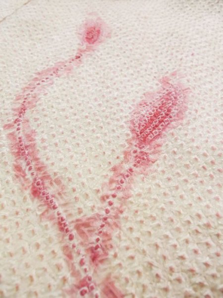 画像14: L0309T  振袖 女性用着物  シルク(正絹) スモーキーな クリーミーな カーキ, 雲 【中古】 【USED】 【リサイクル】 ★★★☆☆ (14)