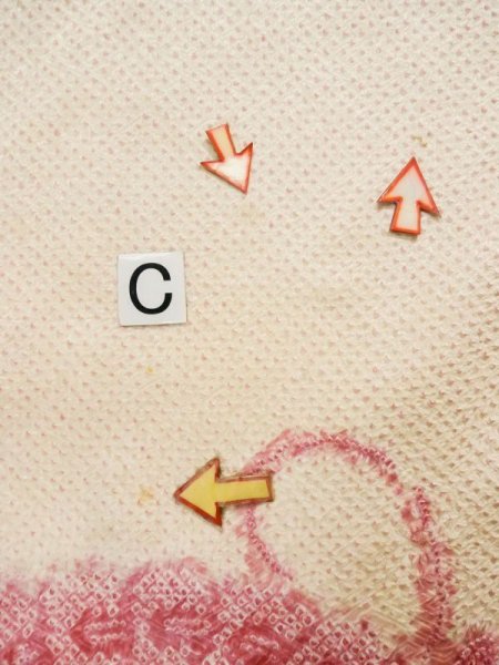 画像21: L0309T  振袖 女性用着物  シルク(正絹) スモーキーな クリーミーな カーキ, 雲 【中古】 【USED】 【リサイクル】 ★★★☆☆ (21)