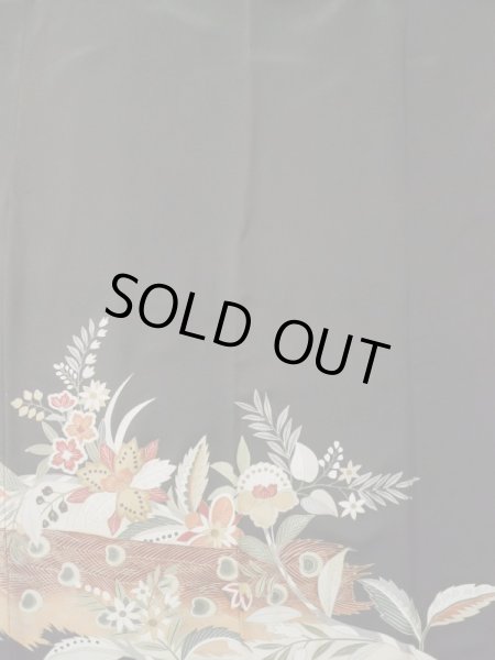 画像6: L0316A  留袖 女性用着物  シルク（正絹）   黒, 花 【中古】 【USED】 【リサイクル】 ★★☆☆☆ (6)