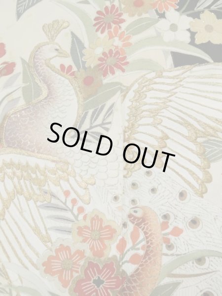 画像7: L0316A  留袖 女性用着物  シルク（正絹）   黒, 花 【中古】 【USED】 【リサイクル】 ★★☆☆☆ (7)